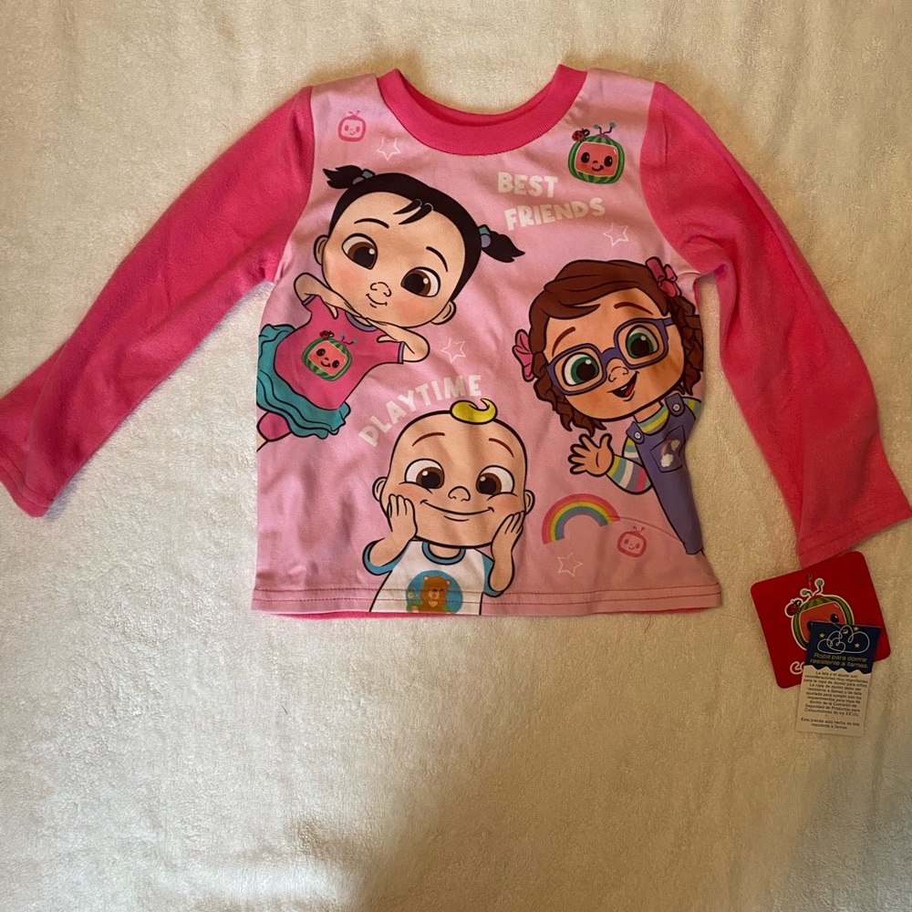 Cocomelon fleece long sleeve pajama shirt